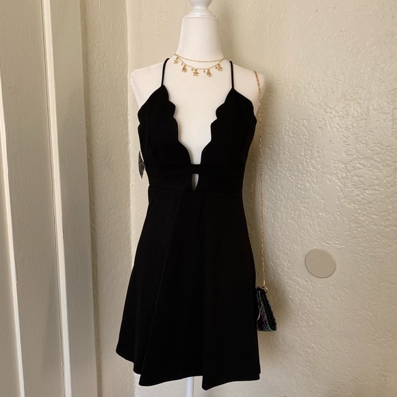 Nasty Gal Dresses & Skirts - NWT Nasty Gal Black Skater Dress w/ Scallop Front